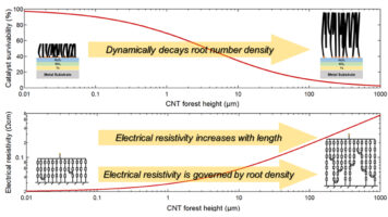 論文「CNT成長に伴う密度減衰がCNTフォレストのマクロ電気伝導率に及ぼす影響」Carbonに採択